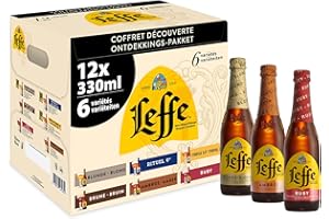 Leffe Découverte Bière (Blonde, Ruby, Rituel 9°, Ambrée, Triple Brune) Pack 12 Bouteilles33 cl