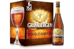 Grimbergen Double Ambrée, Cassa con 6 Bottiglie da 75cl, Birra d'Abbazia Dubbel, Gusto Corposo e Tostato, Gradazione Alcolica 6.5% Vol.
