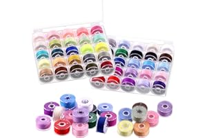 SWPEET Sweet 50Pcs 50 Colori Set di bobine pre-ferite in poliestere con scatola compatibile, bobine a filo da cucire, compatibili con Brother/Babylock/Janome/Eln