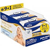 Dodot Pure Aqua Baby Wipes 9+1 Packs | 432 + 48 FREE Wipes (480 Total) | New Improved Formula | 99% Water | For Newborns &amp; Se