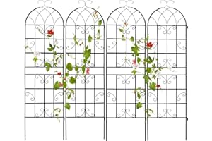 GOPLUS Rankgitter Metall 2er/4er Set, Sichtschutz Garten 180/220 cm hoch, Rosenspalier, Rosengitter, Pflanzengitter, Ranknetz, Rankgitter Balkon, Rankhilfe (180 x 50 cm,Schwarz-4 Stücke)