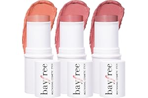 bayfree Cream Blush Stick Trio, Blush in Stick per Occhi e Labbra Color Costruibile, Impermeabile, Finish Luminoso, Lunga Durata