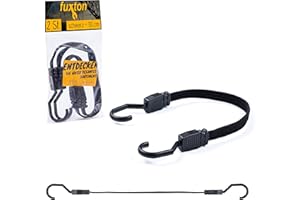 fuxton 2 tendeur Plat, tendeurs Elastique avec Crochets 80 cm Noir (Courroie de Tension, Courroie à Bagages) pour Porte-Bagages, Voitures, Camping et Motos
