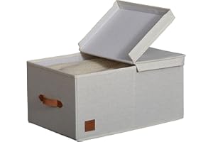 LOVE !T STORE !T LOVE IT STORE IT Premium pudełko do przechowywania z pokrywką – z lnu i bawełny – wzmocnione drewnem – duże i stabilne – beżowe – 50 x 33 x 24 cm