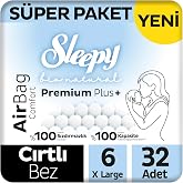 Sleepy Bio Natural Premium Plus Airbag Comfort S&uuml;per Paket Bebek Bezi 6 Numara Xlarge 32 Adet