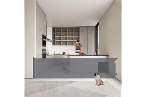 Muaket 300cm Retractable Stair Gate, Extra Wide 89cm Tall, Grey Mesh Fabric, Baby & Pet Safety Gate, One Hand Operation, Wall Mount