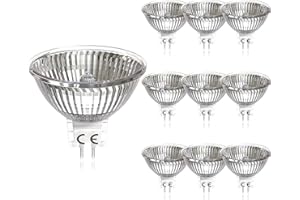 Luxvista 50W Alogena GU5.3 12V MR16 Dimmerabile Lampada Alogena Riflettore Bianco Caldo 2800K 800LM Faretti Alogeni GU5.3 Bi-Pin Base per Illuminazione della Pista, Illuminazione da Incasso 10 pezzi