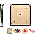 WRF Superior Matte Finish Practice Carrom Board for Serious Professional Practice with Coins Striker and Powder Black New (WRF 32 Inch with Stand WR-3)