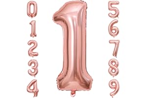 DAZAKA Ballon Chiffre Anniversaire 1 Or Rose 101 CM | Decoration Anniversaire 1 an | Ballon Anniversaire 1 an | Ballon Helium Anniversaire