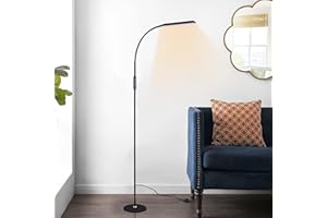 HIYAA LED Stehlampe, Lesetischleuchte mit Berührungssteuerung, Geeignet für Wohn & Schlafzimmer, Dimmentierbare Schreibtischleuchte, mit 5 Farbtemperaturen & 5 Helligkeitsstufen, Einstellbarer Höhe, Schwarz