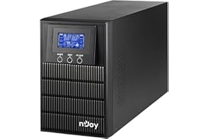 NJOY Aten Pro 3000VA Gruppo di Continuità 2700 Watt, Doppia Conversione On-Line, Onda Sinusoidale Pura, Display LCD, USB, RS232, 4 Uscite Schuko, Software per Gestione UPS, 6 Batterie
