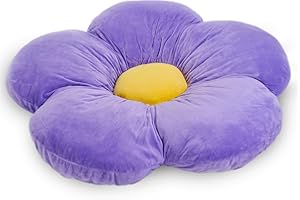 Butterfly Craze Almohada Floral Margarita - Cojín de suelo acogedor y elegante, asiento perfecto para adolescentes y niños, lavable a máquina, microfibra de felpa, Mediano de 20" de diámetro, morado