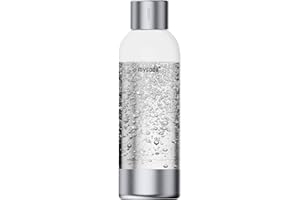 MYSODA Premium Carbonating Bottle 1L Silver - Compatible with Drinkmate, Wassermaxx, Aqvia, Sodapop and Levivo - Quick-Lock Reusable Bottles - Lid and Base Made of Stainless Steel - BPA Free