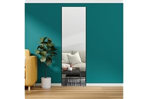 ‎BRISAFE brisafe Ganzkörperspiegel unzerbrechlich & modern I Spiegel 160 x 50 cm groß I dünner Aluminium-Rahmen in Schwarz I Standspiegel bruchsicher & leicht I Wandspiegel zum Aufhängen