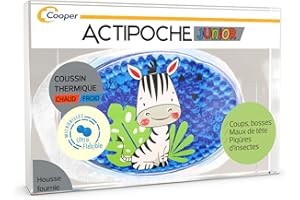 ACTIPOCHE - Coussin thermique - Thermothérapie - Contractures musculaires, coups, bosses, maux de tête ou de dents - Junior - Motif Zèbre - Microbilles - 1 unité