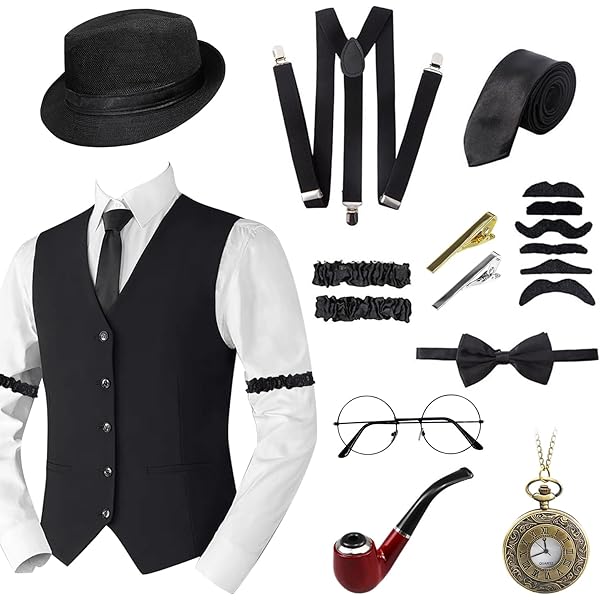 Jaren 20-kostuum voor dames, jaren 20 Gatsby-jurk met accessoires, V-hals, pailletten, parels, franjesjurk, (NL/SE/PL, alfanumeriek, XL, regular, zwart, zilver