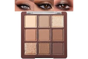 MORNERY Brown Eyeshadow Palette - Matte Shimmer Glitter Neutral 9-Color Eye Shadow Palette,Highly Pigmented Natural Nude Eyeshadow Makeup Pallet (Chocolate Brown)