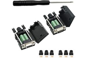 YIOVVOM DB9 Conector de conexión a terminal de cableado RS232 D-SUB hembra adaptadores serie puerto placa de ruptura módulo sin soldadura con funda (1 adaptador hembra + 1 adaptador macho)