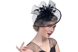 TINAYAUE Femme Chapeau Bibi Mariage Elégante Voilette Mariée Coiffure Vintage en Maille Mini Voile de Mariage Béret à Pince avec Plume Pince à Cheveux Décoré Acccesoires pour Déguisment Soirée Fête