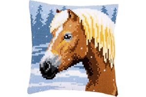 Vervaco – Cuscino kit punto croce, motivo: cavallo e neve, N a, 40 x 40 cm