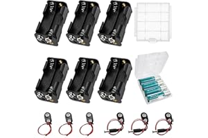 KUOQIY 6 PCS 4 AA Battery Holder, 4 x 1.5V AA 6V Back to Back Battery Holder Case Box with 6 PCS I Type Battery Clip