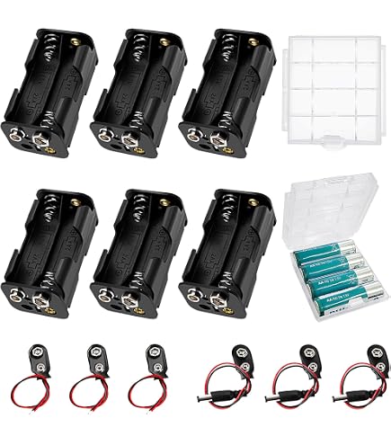 HALJIA 5 Scatole Portabatterie Per 4xAA 6V – Custodia In Plastica Con Molle Metalliche, Per Progetti Fai-da-te