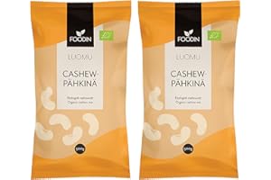 FOODIN Noix de cajou biologiques 1kg (2 x 500g), Riche en protéines et graisses saines, 100% bio, sans gluten, snack végétalien naturel