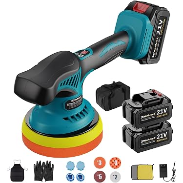 Polisseuse Voiture Excentrique 150mm 6 Vitesses - Kit 2 Batteries 21V 3Ah - Marque Denotip - Neuf