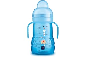 MAM Trainer+ (220 ml), butelka do nauki picia, na przejście do kubka, kubek do nauki picia z przyssawką bez kapania, dzióbek i uchwytem, 4 miesiące, słoń