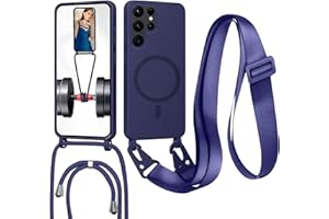 FERLAN Handykette mit Band für Samsung Galaxy S25 Ultra Hülle, Lanyard (abnehmbar) Handyhülle Case mit justierbarer Schnur Abnehmbar Strap, Crossbody Schutzhülle zum Umhängen Kordel, Dunkelblau