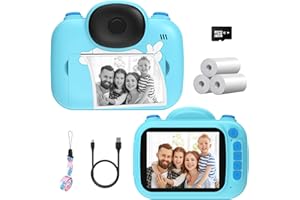 VESWWE Appareil Photo Enfant Impression 3.5 Pouces Grand Écran Appareil Photo Instantané Enfant Un Cadeau Amusant pour Les Filles et Les Garçons de 3 à 12 Ans(Bleu)