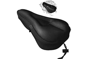 YHT Gel Bike Seat Cover, Extra Soft and Comfortable Bicycle Seat Cushion, Water&Dust Resistant Bike Saddle Cover with Large Memory Foam and Gel Padding, for Indoor and Outdoor Bicycles, Black