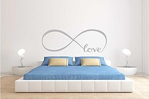 Adesivi Murales, arredamento camera da letto Wall Stickers Decor Infinity Simbolo Parola Amore arte del vinile muro (MEDIUM 135X28 CM, ARGENTO) Adesivo4You ®