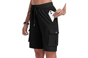 MoFiz Women's Walking Hiking Cargo Shorts Lightweight Quick Dry Casual Sports Running Outdoor Shorts with 6 Pockets