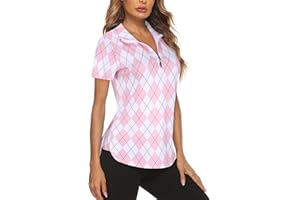 Gemulate Women's Short Sleeve Polo Shirts Floral Golf Tennis Zip Up Workout Tank Tops Moisture Wicking Gym Sports Tshirt S-XXL