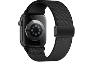 JIAMUS Elastic Bracelet Compatible with Apple Watch Strap 40 mm 44 mm 42 mm 46 mm 41 mm 45 mm 38 mm Women Men Magnetic Closure Nylon Sport Loop for iWatch Series 11 10 9 8 7 6 5 4 3 2 1 Ultra SE, Black