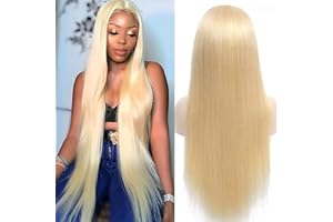Bele Blonde Lace Front Wig Human Hair Straight 13x4 Transparent 180% Density 613 Color HD Lace Front Guless Wigs Brazilian Virgin Huamn Hair Pre Plucked with Baby Hair 20inch