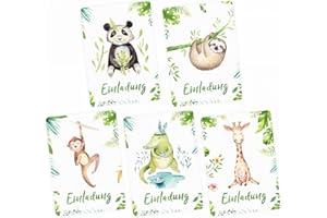 ‎NIKIMA SCHÖNES FÜR KINDER nikima Schönes für Kinder - 5 Einladungskarten Set - Krokodil, Panda, Faultier, Giraffe, Affe inkl. 5 Briefumschlägen Kinder Geburtstag Mädchen Junge Einladung Feier Party