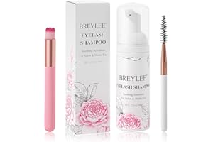 BREYLEE Eyelash Extension Shampoo & Brush + Mascara Wand,Eyelash Shampoo Foaming Cleanser for Professional Salon and Home Care,Wash for Extensions and Natural Lashes（60ml/2fl.oz）