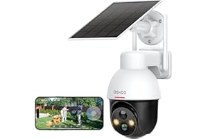 DEKCO 2K 360° Security Camera Outdoor Wireless Solar, CCTV Camera Systems with Color Night Vision, WiFi Camera, 360° Camera Pan Tilt, Motion Detection & Siren, Two-Way Audio, IP65