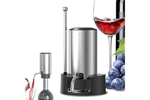 Irishom Dispenser Elettrico per Decanter per Vino, versatore per aeratore per Vino Senza Fili, Ricarica Automatica di Tipo C in Acciaio Inossidabile 304, con Base di stoccaggio