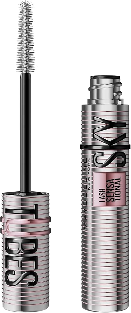 Maybelline New York Sky Tubes Tubing Maskara | Maske efekt tüpleri, tanım ve aşırı uzunluk, karite ve hint yağı ile, çok siyah