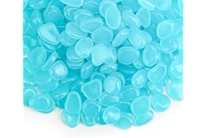 SOWBUD 200 PCS Glowing in the Dark Pebbles, Mini Decorative Glow Rock Stones for Fish Tank, Luminous Cobblestones Powered by Light or Solar, Flower Pot Bed Outdoor Garden Lawn Yard Walkway Pathway, Blue