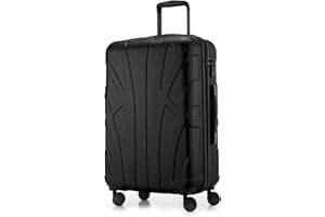 suitline - Hartschalen-Koffer Koffer Trolley Rollkoffer Reisekoffer, TSA, 66 cm, ca. 58 Liter, 100% ABS Matt, Schwarz