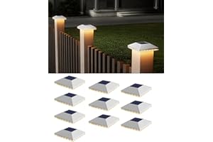 ‎JACKYLED JACKYLED Solar Pfostenkappe 7x7 8x8 9x9 10x10, Solar Pfostenkappen IP54 Wasserdichte für Zaunpfosten für Hölzerne Pfosten Plattform, Garten, Weiß (8 Stück)