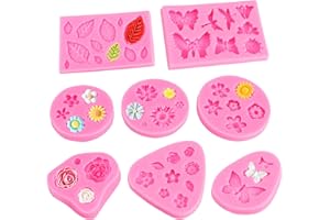 YILIYA 8pcs Molde de Silicona para Fondant, Moldes de Silicona Reposteria Flores, para Manualidades Porcelana Fria, Pasteles, jabón, Bricolaje, Chocolate, Vela