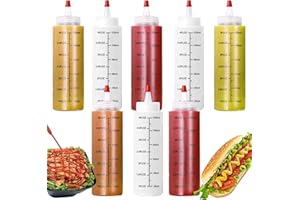 LUKIUP 8 pcs Botella de Salsa con Tapas, 120ml Botella de Ketchup,Botella Biberon de Salsas,Condimento Botellas,Dispensador de Botellas de Plástico para Salsa,BBQ, Aceite de Oliva