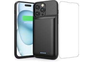 Feob Akkuhülle für iPhone 15 Pro Max (6,7"), 8600mAh 15W Powerbank Hülle Zusatzakku Akku Case Akku Ladehülle Handyhülle Akku Battery Case Akku Hülle für iPhone 15 Pro Max (6,7") Charger Case-Schwarz