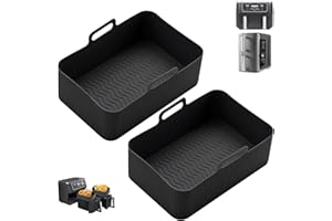 HIVIO Silicone Air Fryer Liner for Ninja Dual AF400UK/Ninja AF451UK/SL400UK/Tower T17088/Ninja Double Stack Air Fryer, Lager Air Fryer Liners Reusable Air Fryer Accessories for 8.5-9.5 L Dual Air Fryers