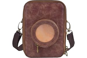 Rieibi Mini EVO etui na aparat fotograficzny, retro skóra PU etui ochronne pokrowiec do aparatu Fujifilm Fuji Instax Mini EVO z odpinanym paskiem na ramię